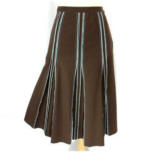 Yarns & Stitches Brown Contrast Stitch Lined Fit Flair Long Full Swing Skirt 6